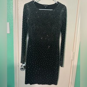 Black Sparkle Long Sleeve Formal Dress
